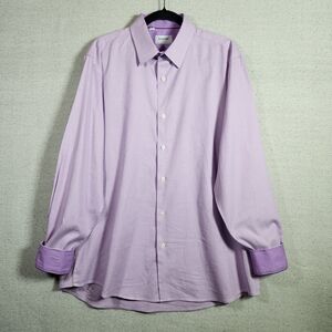 Duchamp Lavender Men's XL 17 1/2 44 Long Sleeve Button Down Shirt Flip Cuff